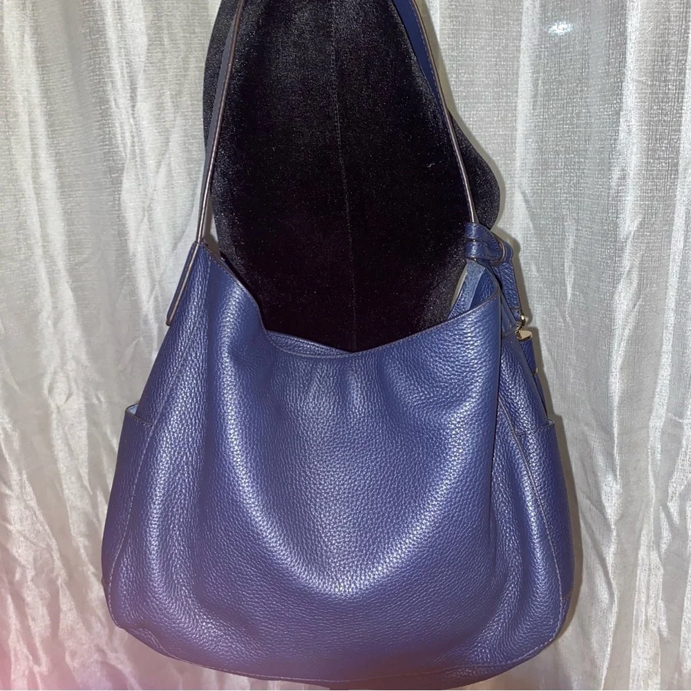 Michael Kors Navy Pebbled Leather Hobo with Tassel